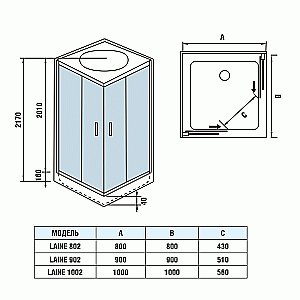 Душевая кабина WeltWasser WW500 LAINE 1002 100х100 купить в интернет-магазине Sanbest