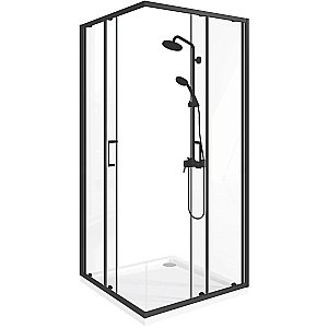 Душевой уголок Good Door Lite 100х100 ЛТ00023 стекло прозрачное/профиль черный матовый купить в интернет-магазине Sanbest