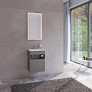 Тумба с раковиной KEUCO STAGELINE 32822290001 46 петли слева, инокс матовый для ванной в интернет-магазине Sanbest