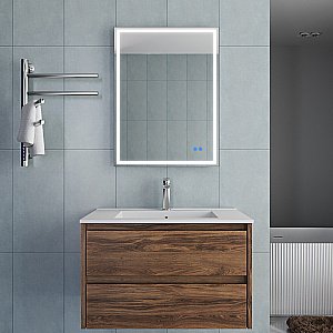 Тумба с раковиной Vincea Gio 80 VMC-2G800CO/VBS-13980 тёмный дуб/раковина белая для ванной в интернет-магазине Sanbest