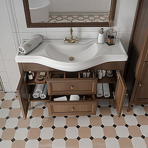 Тумба с раковиной Caprigo Lion 120 две двери, два ящика, античный орех для ванной в интернет-магазине Sanbest