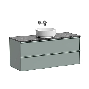 Тумба с раковиной и столешницей Sancos Velta 120 VL120GG+CN5001 серо-зеленая матовая/раковина белая для ванной в интернет-магазине Sanbest