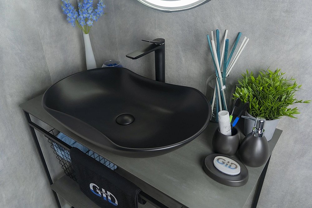 Раковина накладная Gid Lago 66,5 Bm9175 53333 черная матовая купить в интернет-магазине Sanbest