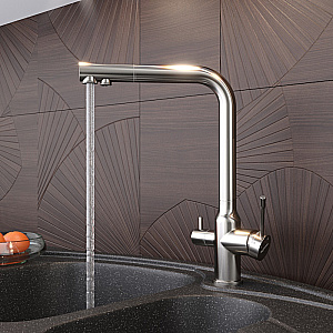 Смеситель для кухни Elghansa 56A5026-Steel нержавеющая сталь матовая купить в интернет-магазине сантехники Sanbest