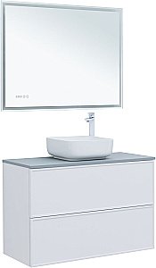 Тумба с раковиной Aquanet Арт 100 белая матовая для ванной в интернет-магазине Sanbest
