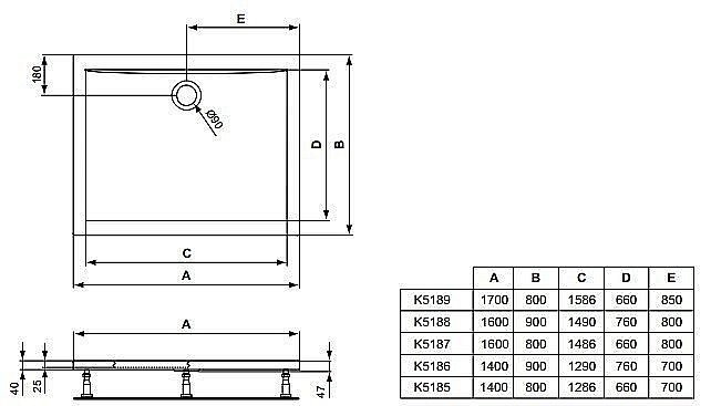 Душевой поддон Ideal Standard Ultra Flat K518601 140x90 купить в интернет-магазине Sanbest