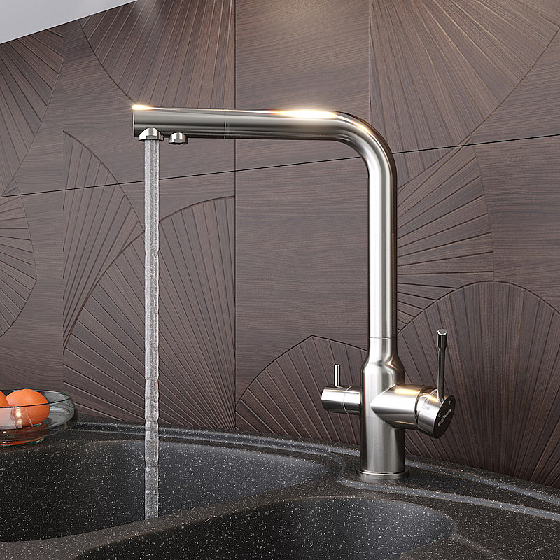 Смеситель для кухни Elghansa 56A5026-Steel нержавеющая сталь матовая купить в интернет-магазине сантехники Sanbest