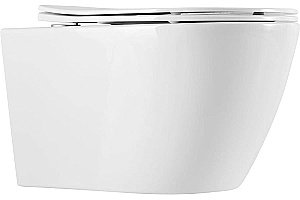 Унитаз подвесной Art&Max ROMANTIC AM213CHR/SC белый, с сиденьем микролифт, безободковый купить в интернет-магазине Sanbest