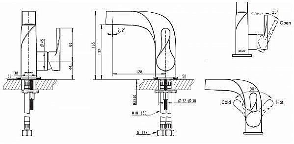 Смеситель для раковины Bravat WAVE F174108C-2 купить в интернет-магазине сантехники Sanbest