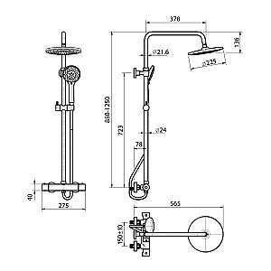 Душевая система Koller Pool Round RNST002 хром купить в интернет-магазине сантехники Sanbest