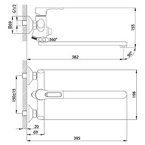 Смеситель для ванны Rossinka RS43-32 купить в интернет-магазине сантехники Sanbest