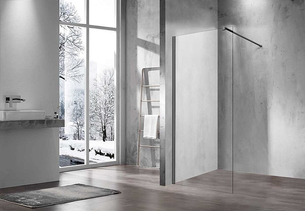 Душевая перегородка Vincea Walk-In VSW-1H100CLGM 100 вороненая сталь/стекло прозрачное купить в интернет-магазине Sanbest