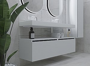 Тумба с раковиной Armadi Art Flat 140 белый глянец для ванной в интернет-магазине Sanbest