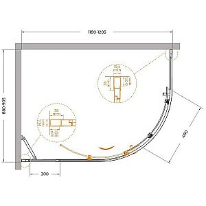 Душевой уголок Cezares Molveno 90x120 RH-1-120/90-C-GM-IV стекло прозрачное/профиль матовая оружейная сталь купить в интернет-магазине Sanbest