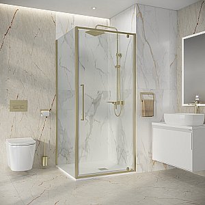 Душевой уголок Niagara Nova NG-45-9ASG-A90SG-34 90x90 стекло прозрачное/профиль брашированное золото купить в интернет-магазине Sanbest