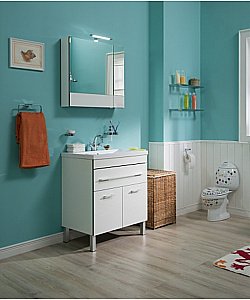 Тумба с раковиной Aquanet Верона 75/Aquanet Нота-75 напольная с ящиком и 2 дверками белая глянцевая для ванной в интернет-магазине Sanbest