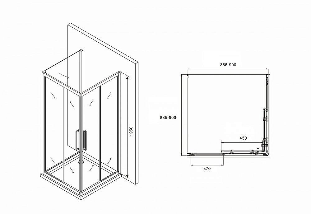 Душевой уголок ABBER Schwarzer Diamant AG02090BH-S90B купить в интернет-магазине Sanbest