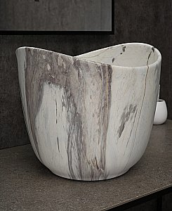 Раковина накладная Gid Creativo 36 Mnc9303 54479 белый мрамор, матовая купить в интернет-магазине Sanbest