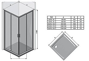 Душевой уголок Ravak Blix BLRV2K+BLRV2K 90x100 профиль сатин/матовое стекло купить в интернет-магазине Sanbest