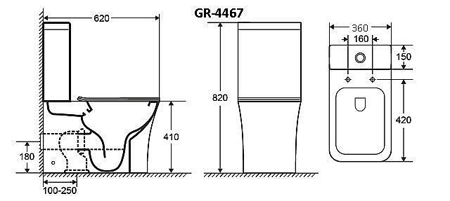 Унитаз-компакт Grossman Galaxy GR-4467S безободковый, с крышкой микролифт, с бачком, белый купить в интернет-магазине Sanbest