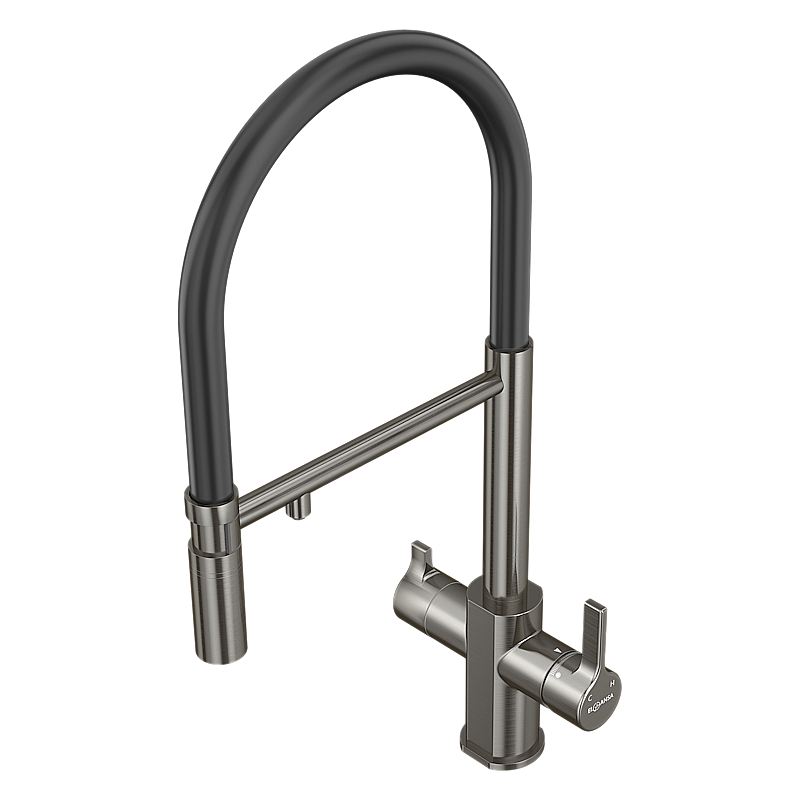 Смеситель для кухни Elghansa 56F5511-Gun оружейная сталь матовая купить в интернет-магазине сантехники Sanbest