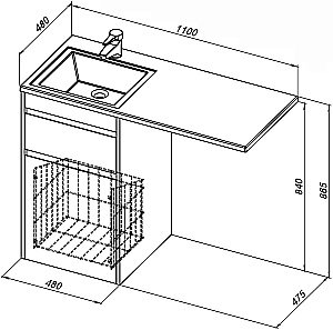 Тумба с раковиной Aquanet Токио 239289 110 белый глянец для ванной в интернет-магазине Sanbest