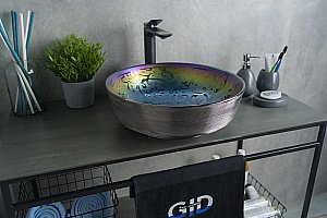 Раковина накладная Gid Esfera 41,5 D1315h107 53332 хамелеон с декором купить в интернет-магазине Sanbest