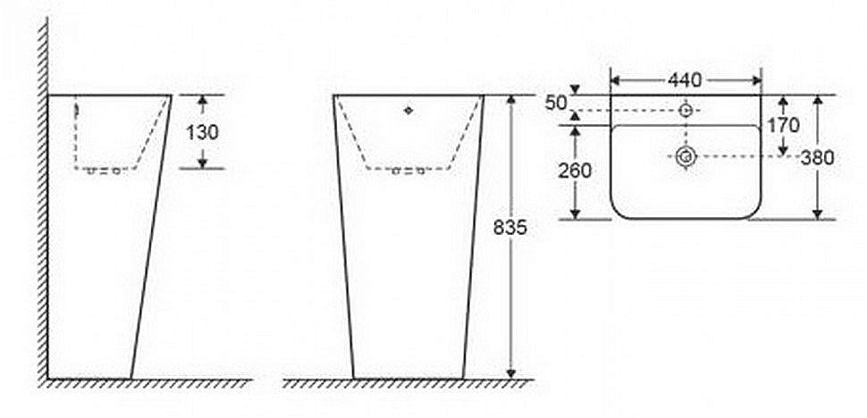 Раковина напольная CeramaLux N 44 G-302 белая купить в интернет-магазине Sanbest