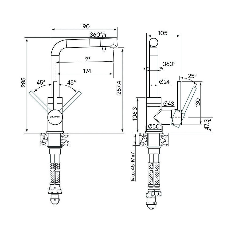 Смеситель для кухни Paulmark Honner Ho212018-CR Хром купить в интернет-магазине сантехники Sanbest
