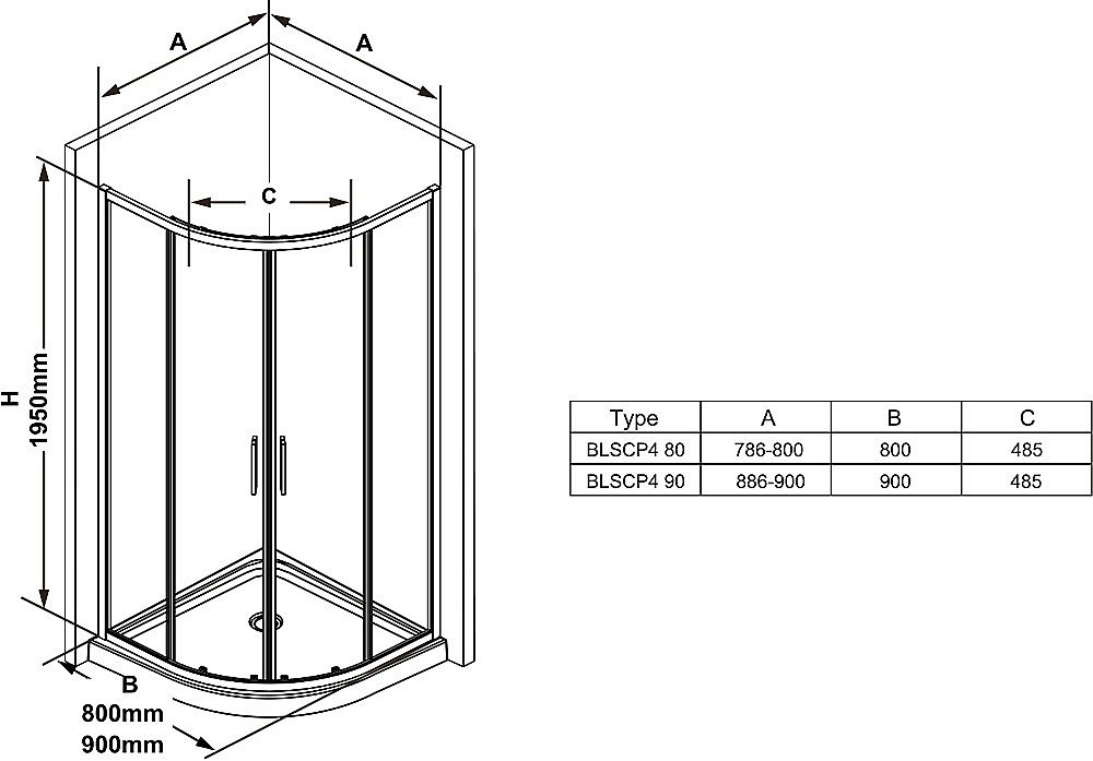 Душевой уголок Ravak BLIX SLIM BLSCP4 80x80 черный/Transparent купить в интернет-магазине Sanbest