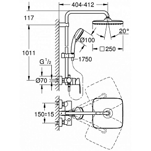 Душевая система Grohe Tempesta Cosmopolitan 250 26692000 хром купить в интернет-магазине сантехники Sanbest