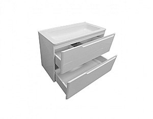 Тумба с раковиной Эстет Kare Luxe 80 подвесная 2 ящика/любой цвет тумбы и раковины под заказ для ванной в интернет-магазине Sanbest