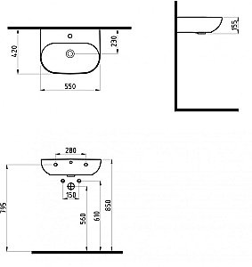 Раковина Bien Vokha 55 MDLS05501FD1W5000 белая купить в интернет-магазине Sanbest