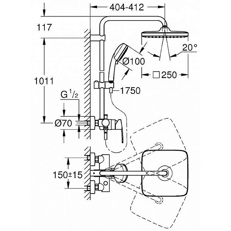 Душевая система Grohe Tempesta Cosmopolitan 250 26692000 хром купить в интернет-магазине сантехники Sanbest