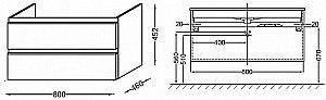 Тумба с раковиной Jacob Delafon VOX EB2028-RA 80 белый лак для ванной в интернет-магазине Sanbest