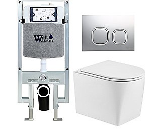 Унитаз с инсталляцией WeltWasser AMBERG 497 ST + NESENBACH 004 GL-WT + AMBERG RD-CR купить в интернет-магазине Sanbest
