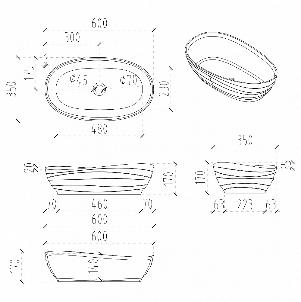 Раковина Abber Kristall 60 AT2813Opal коричневая купить в интернет-магазине Sanbest
