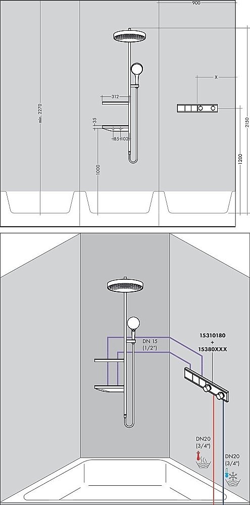 Душевая система Hansgrohe Rainfinity Showerpipe 360 1jet 26842000 купить в интернет-магазине сантехники Sanbest