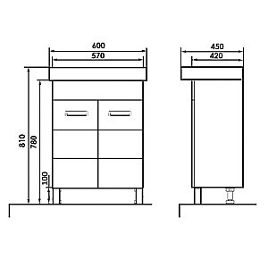 Тумба с раковиной Orange Таис Ta-60TUW+RA 60 белая для ванной в интернет-магазине Sanbest