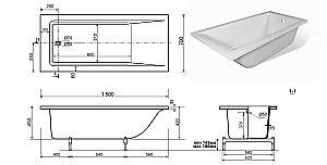 Ванна Taliente Egoista EG2315070-1 150х70 белая купить в интернет-магазине Sanbest