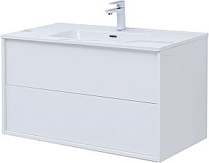 Тумба с раковиной Aquanet Lino 287542 80 (Flat) белый глянец для ванной в интернет-магазине Sanbest
