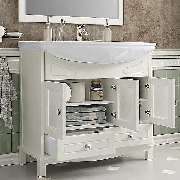 Тумба с раковиной Опадирис Омега 85 слоновая кость для ванной в интернет-магазине Sanbest