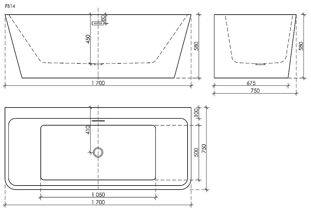 Акриловая ванна Sancos Square 170x75 FB14 белая купить в интернет-магазине Sanbest
