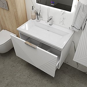 Тумба с раковиной подвесная Grossman БЛИСС 70 с 1 ящ, белая матовая для ванной в интернет-магазине Sanbest