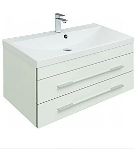 Тумба с раковиной Aquanet Верона 90/Нота New 90 подвесная с 2 ящиками белая глянцевая для ванной в интернет-магазине Sanbest
