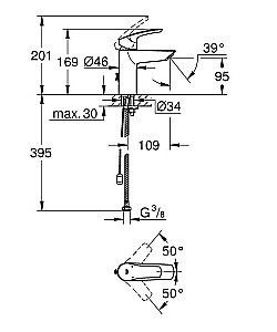 Смеситель для раковины Grohe Eurosmart 33188003 хром купить в интернет-магазине сантехники Sanbest