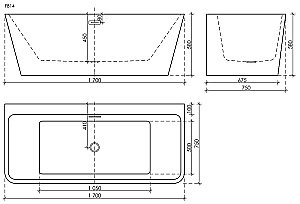 Акриловая ванна Sancos Square 170x75 FB14 белая купить в интернет-магазине Sanbest