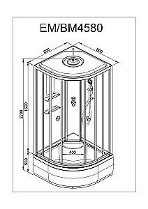 Душевая кабина DTO ЕМ4580 с пультом 80х80 купить в интернет-магазине Sanbest