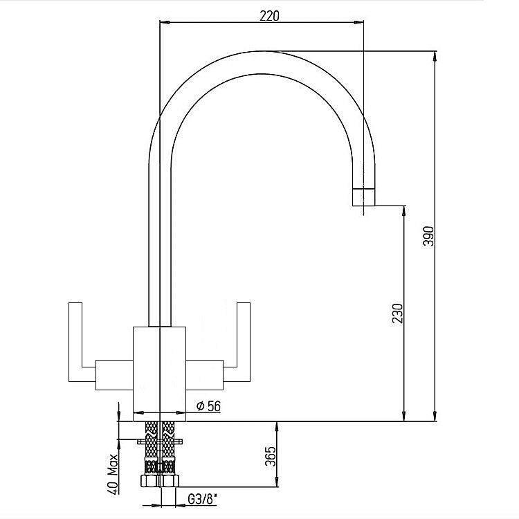 Смеситель для кухни PAINI Cucina 64CR490Q12QKM хром купить в интернет-магазине сантехники Sanbest