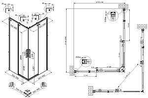 Душевой уголок Vincea Ultima 80х100 VSS-7UL8010CLGM стекло прозрачное/профиль вороненая сталь купить в интернет-магазине Sanbest